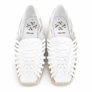 🌴 Sam & Libby ASHA White Woven Espadrille Flats Size 8 Fisherman Sandals Boho